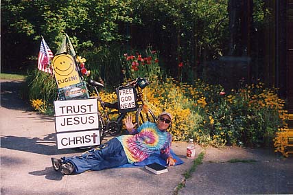Doug with Bible signs